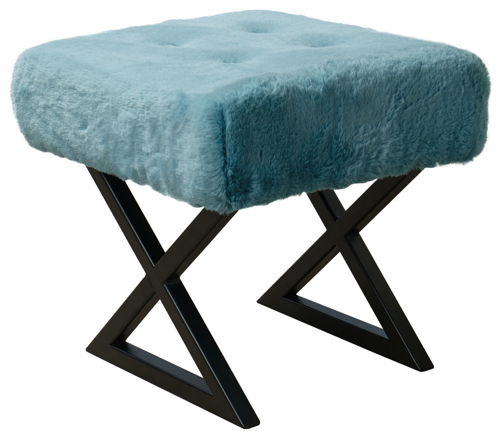 Heavy Faux Fur Vanity Stool   Contemporary   Vanity Stools And Benches   by BNF Home  Houzz