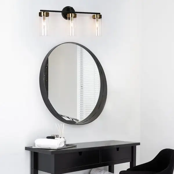 3-Light Modern Farmhouse Linear Bathroom Vanity Light Cylinder Glass Wall Sconce - 21.5