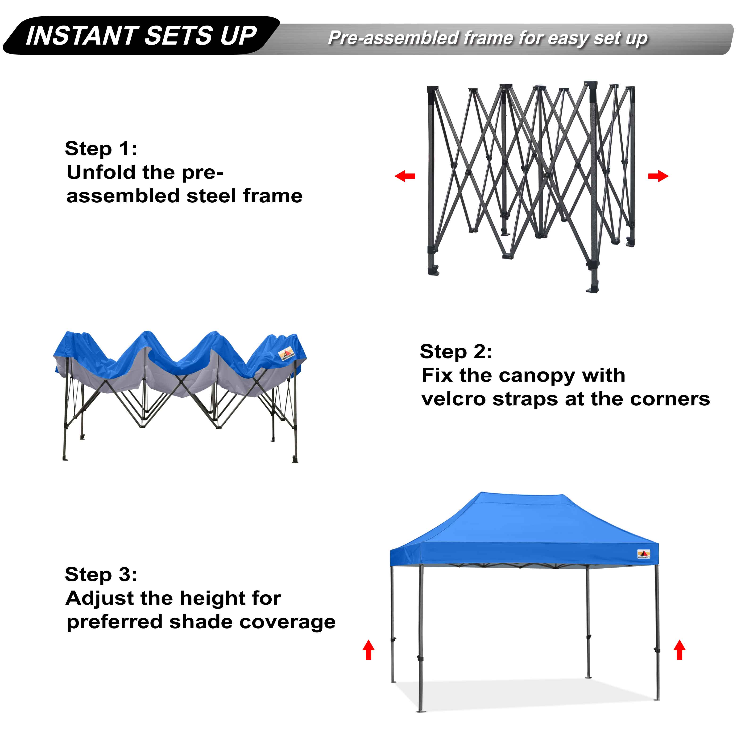 ABCCANOPY 10ft x 10ft Sturdy Instant Shelter Metal Outdoor Pop up Canopy，Blue