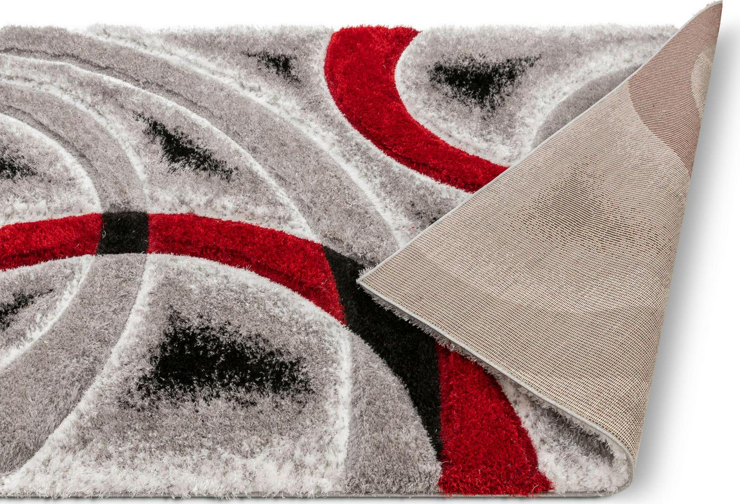 Well Woven San Francisco Printed Modern Shag Geometric Runner Rug， Red