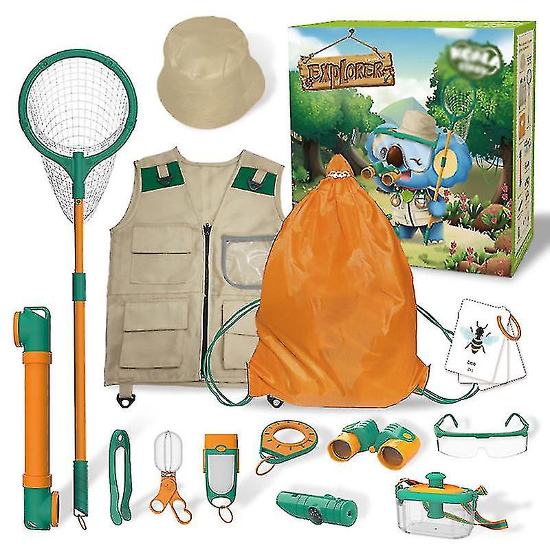 Kids Outdoor Explorer Kit Kids Binoculars Adventure Insect Catching Kit Camping Toys Cargo Vest Hat Adventure Set Children Gift