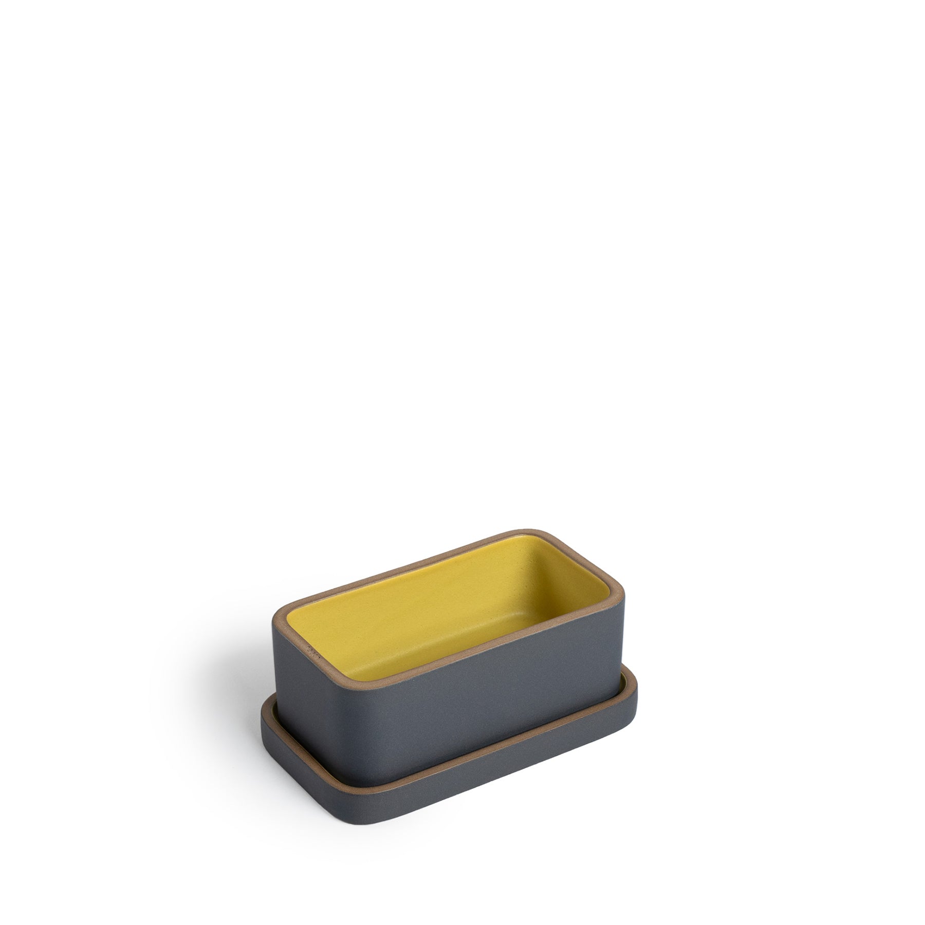 Butter Dish in Ochre and Indigo