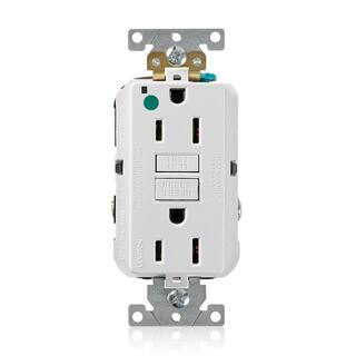 Leviton 15 Amp Self-Test SmartLockPro Hospital Grade Duplex GFCI Outlet with LED White GFNT1-HGW