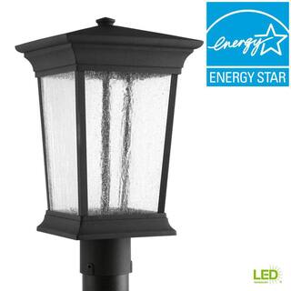 Progress Lighting Arrive LED Collection Textured Black Clear Seeded Glass Modern Outdoor Post Lantern Light P6427-3130K9