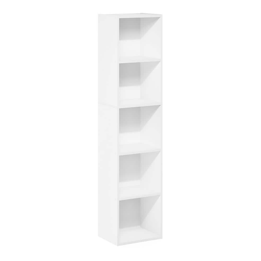 Furinno Pasir 52.1 in. White 5-Shelf Standard Bookcase 21048WH