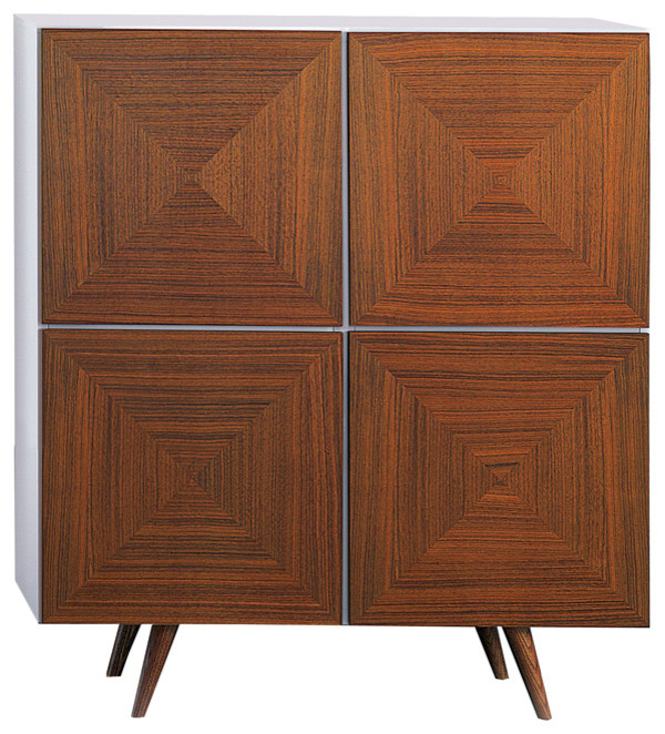 City Cabinet  White High Gloss/Walnut Doors   Midcentury   Accent Chests And Cabinets   by HedgeApple  Houzz