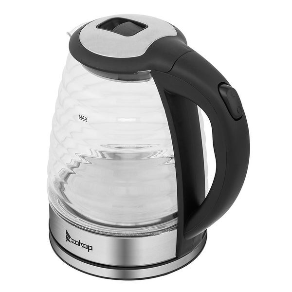 1.8L 1100W Stainless Steel Glass Electric Kettle with Blue Light