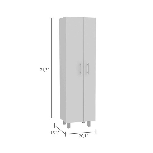 Muti-Funtional Storage Cabinet，Wardrob with 5 Tier Interior Shelves， Mop and Broom Storage Space - - 37938216