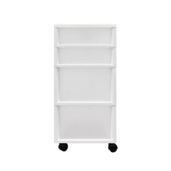 MQ 4-Drawer Resin Rolling Storage Cart in White and Clear 451-WHT