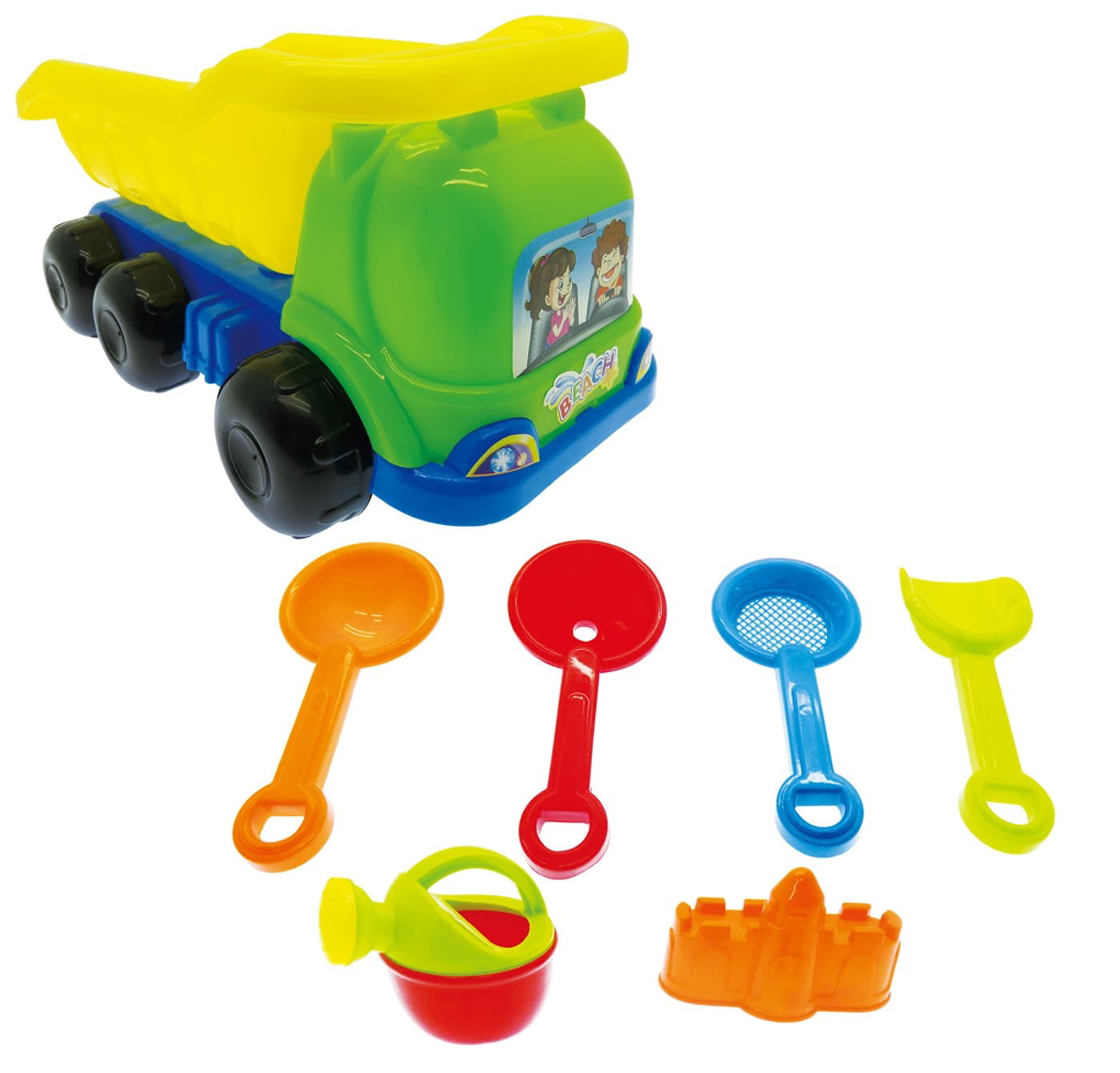 7PC: 12" Kids Beach Toys Playset Dump Truck Sand Shovel Tool Set Gift