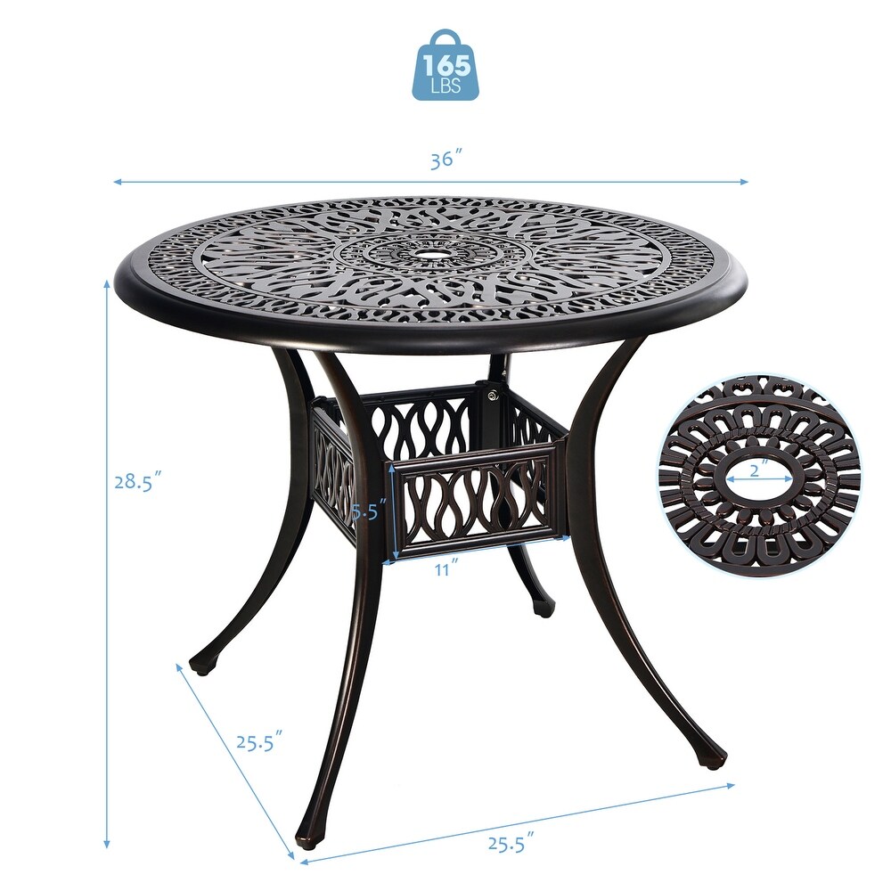 Gymax 36'' Outdoor Round Dining Table Cast Aluminum Patio Bistro Table