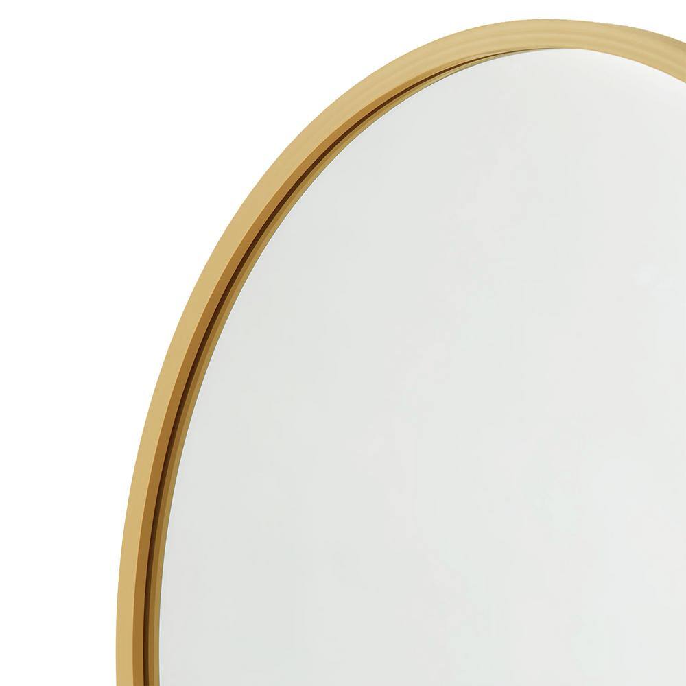 better bevel 30 in. W x 30 in. H Rubber Framed Round Bathroom Vanity Mirror in Matte Gold 19015