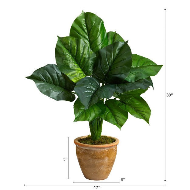 Nearly Natural 30-in Large Philodendron Leaf Artificial Plant In Decorative Planter