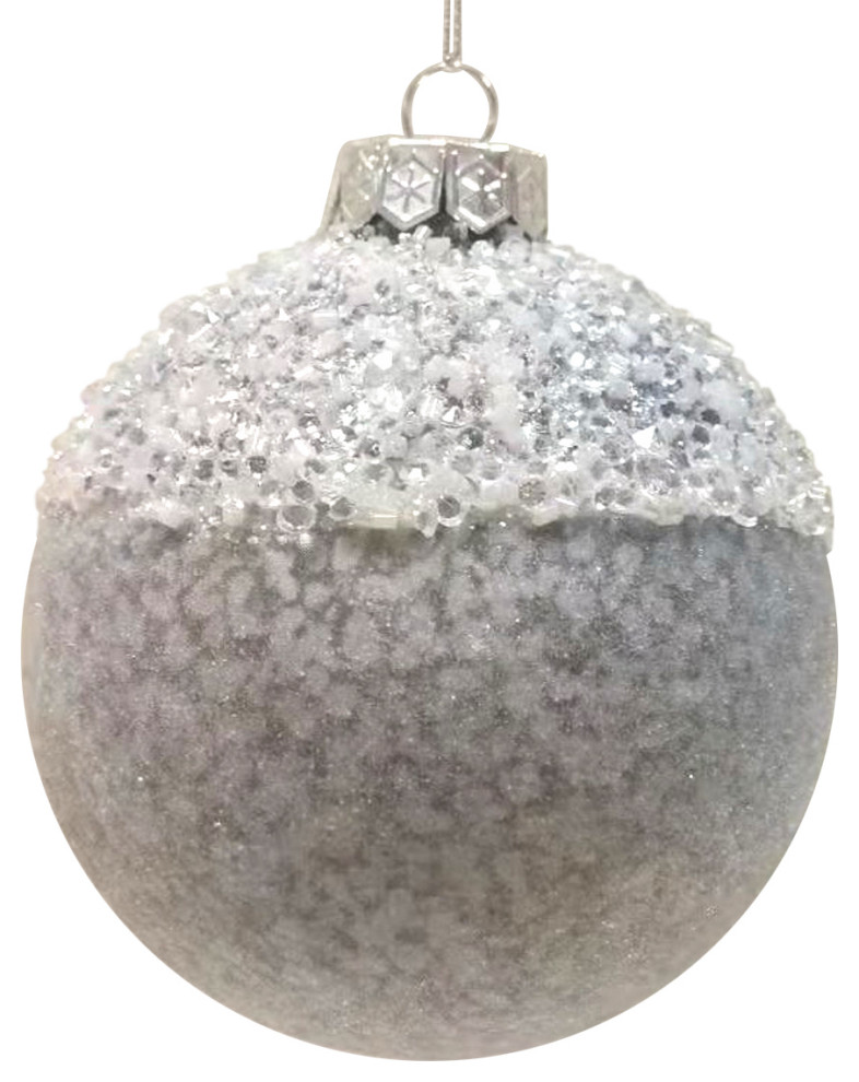 4 quotSilver and White Beaded Glass Christmas Ornament   Modern   Christmas Ornaments   by Northlight Seasonal  Houzz