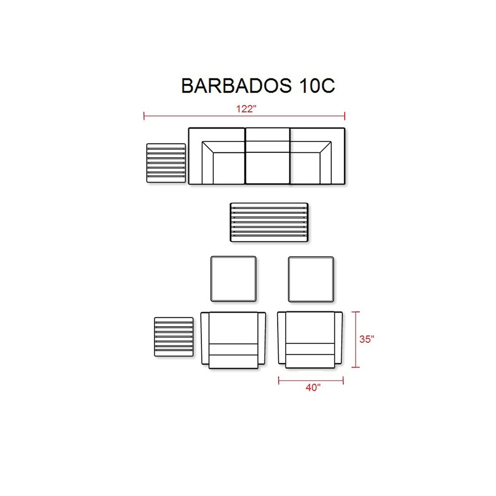 Barbados 10 piece Outdoor Wicker Patio Furniture Set