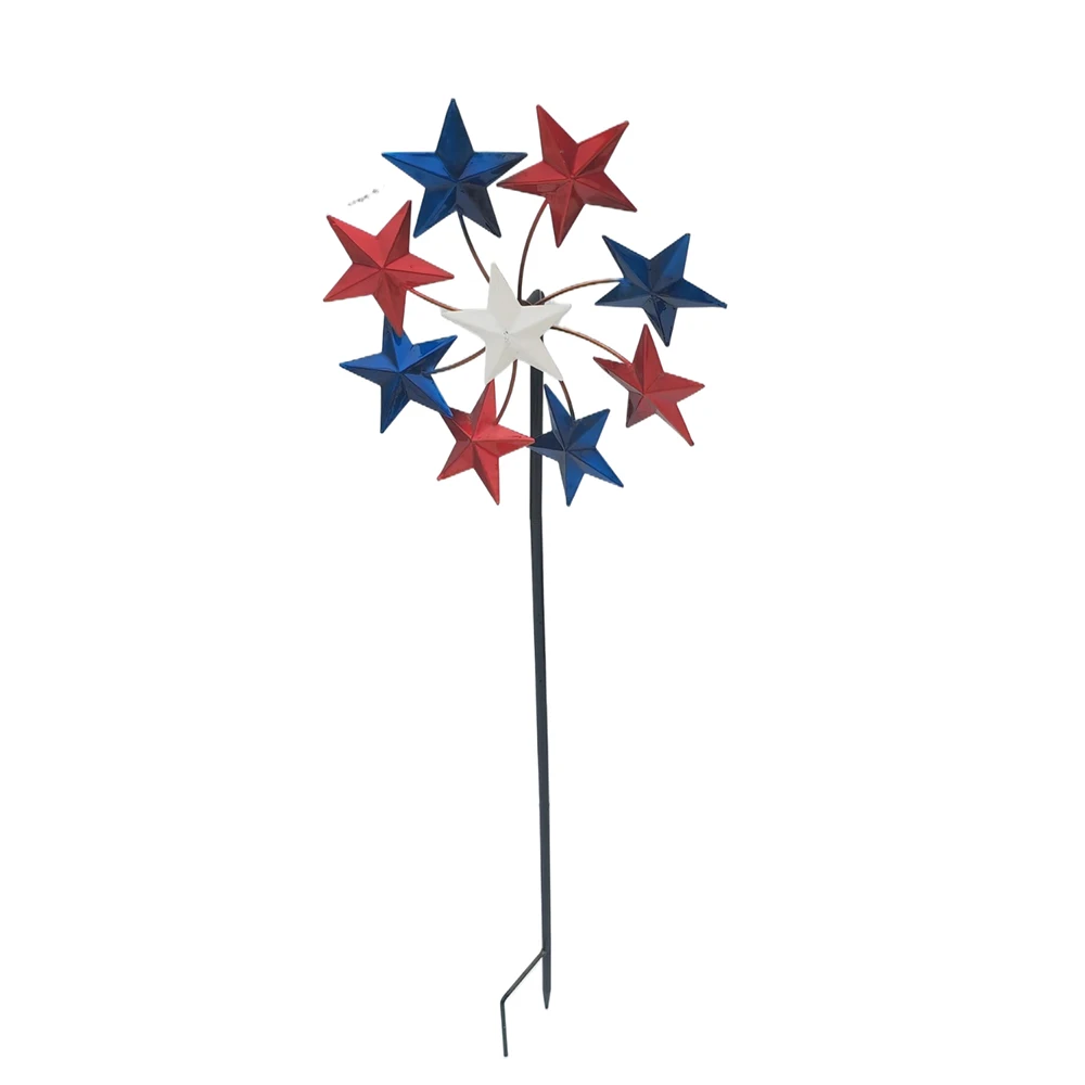 New Customization Metal American Flag Windmill Garden Stake Wind Spinners On Stakes For Garden Courtyard Lawn Decoration