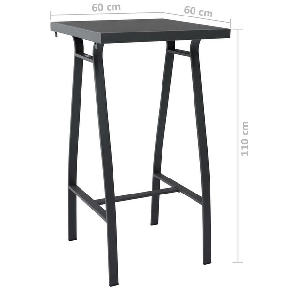 vidaXL Patio Bar Table Black Tempered Glass