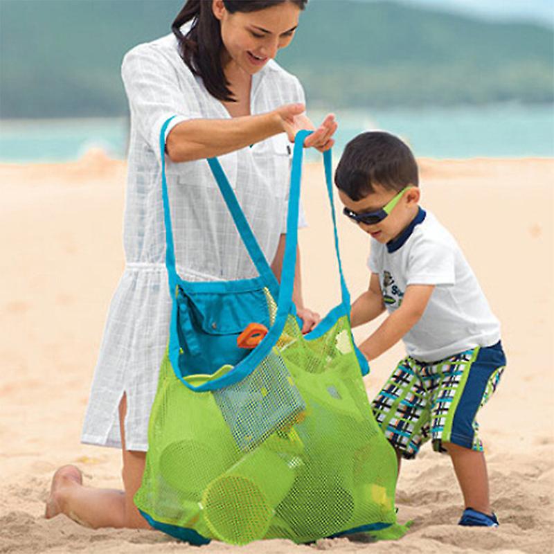 Mesh Beach Bag Kids Shell Collecting Extra Large Foldable Mesh Beach Toys Bag for Boys and Girls Shell Storage