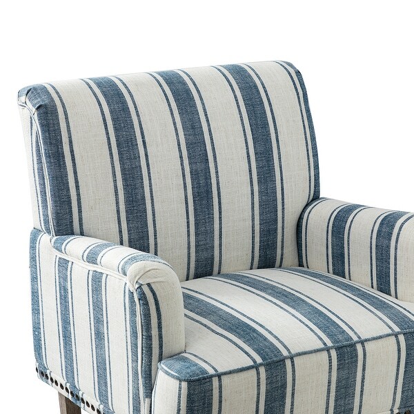 Geltrude Classic Upholstered Striped Armchair With Nailhead Trim Set of 2 by HULALA HOME