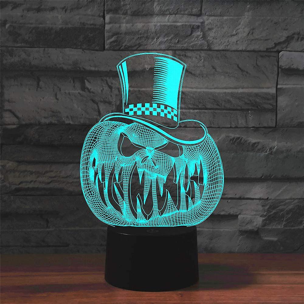 3d Pumpkin Man Night Light Touch Table Desk Optical Illusion Lamps 7 Color Changing Lights Home Xmas Birthday Gift