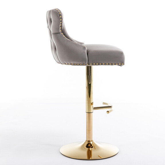 Seat Wide19.3 inches Golden Swivel Velvet Barstool...