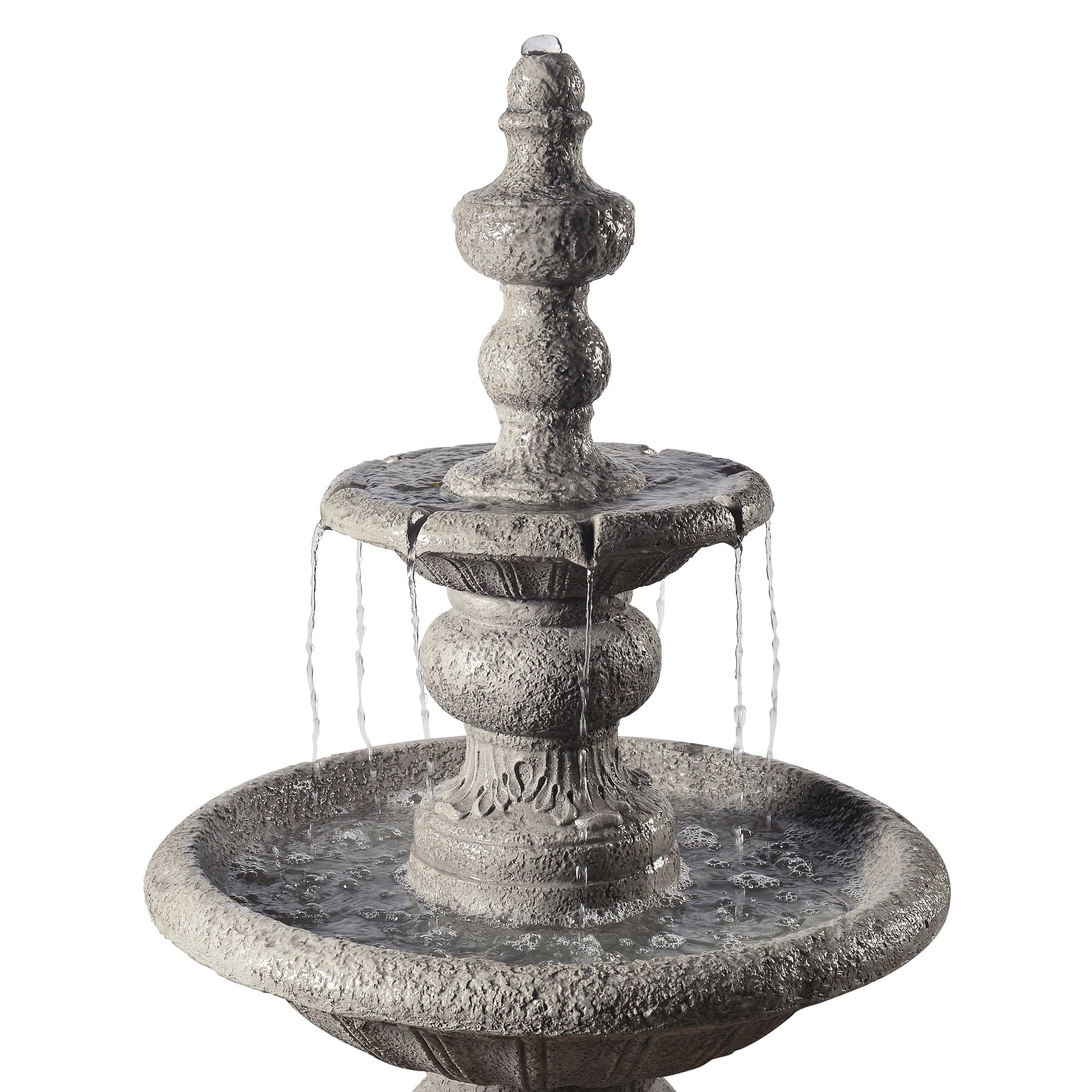 Teamson Home Outdoor Icy Stone 2-Tier Waterfall Fountain， Gray