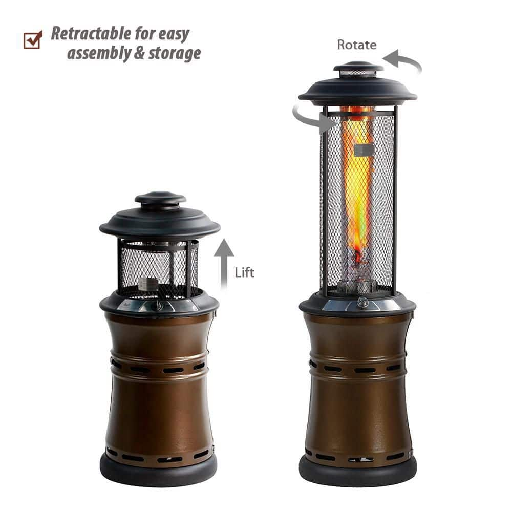 HeatMaxx 36,000 BTUs Outdoor Gas Patio Heaters Floor-Standing, Dancing Flame, Retractable Commercial SRPH68B