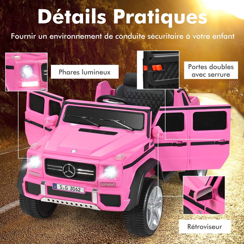 12V Mercedes-Benz G650-S Licensed Kids Ride-On Car, Electric Riding Toy Truck with Remote & Spring Suspension