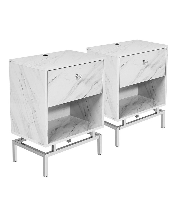 Furniture of America Nita 1 Drawer End Table Set of 2