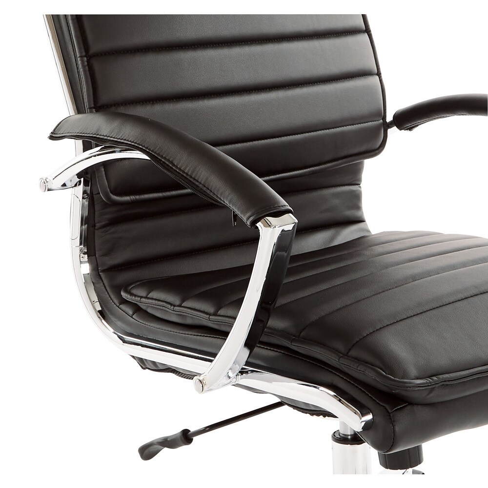 Faux Leather Chair/ Chrome Base Mid back Professional Managers Chair w/ Removable Sleeves