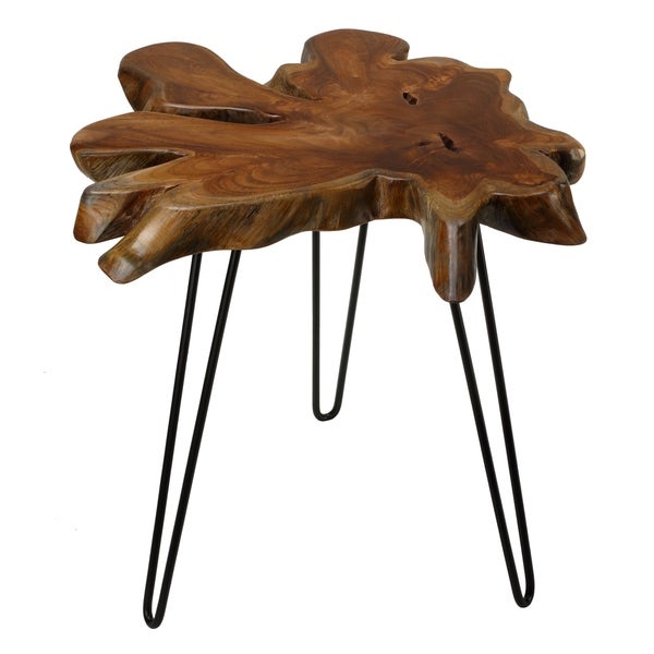 Bare Decor Evan Accent End Table with Solid Teak Root Top