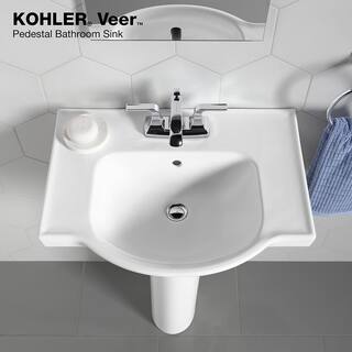 KOHLER Veer 24 in. Vitreous China Pedestal Sink Basin in White R5248-4-0