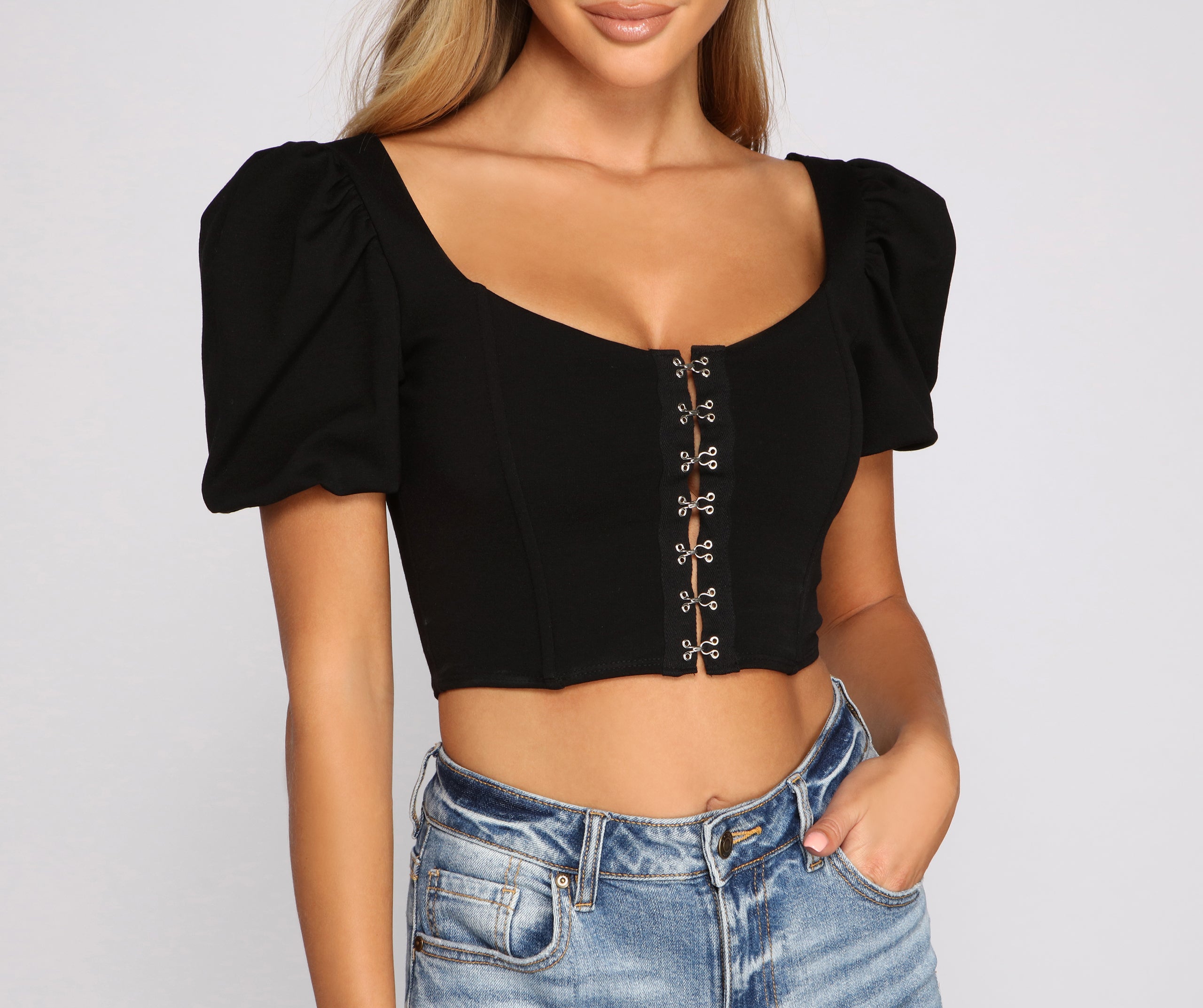 Hooked On Glamour Ponte Knit Corset Top