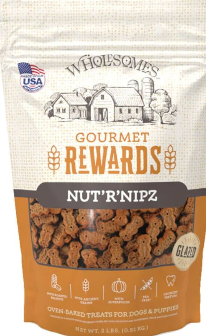 SportMix Wholesomes Gourmet Rewards Nut'R'Nipz Dog Biscuits， Peanut Butter， 2Lb. Bag