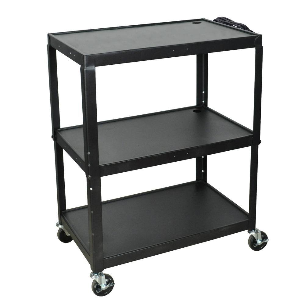 Luxor Extra Large Height Adjustable 32 in. Steel AV Utility Cart in black AVJ42XL