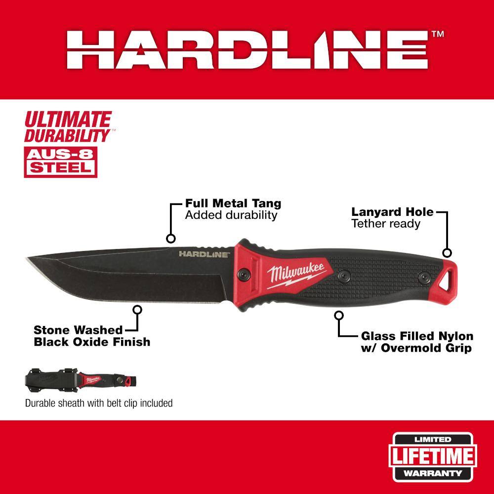 MW 5 in. Hardline AUS-8 Steel Fixed Blade Knife 48-22-1928