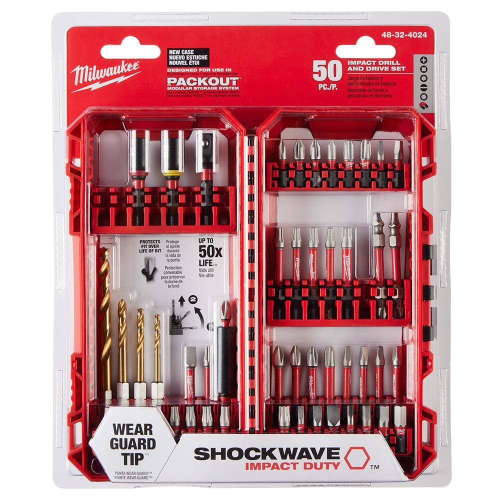 MW SHOCKWAVE Impact Duty Alloy Steel Screw Driver Drill Bit Set (50-Piece) 48-32-4024