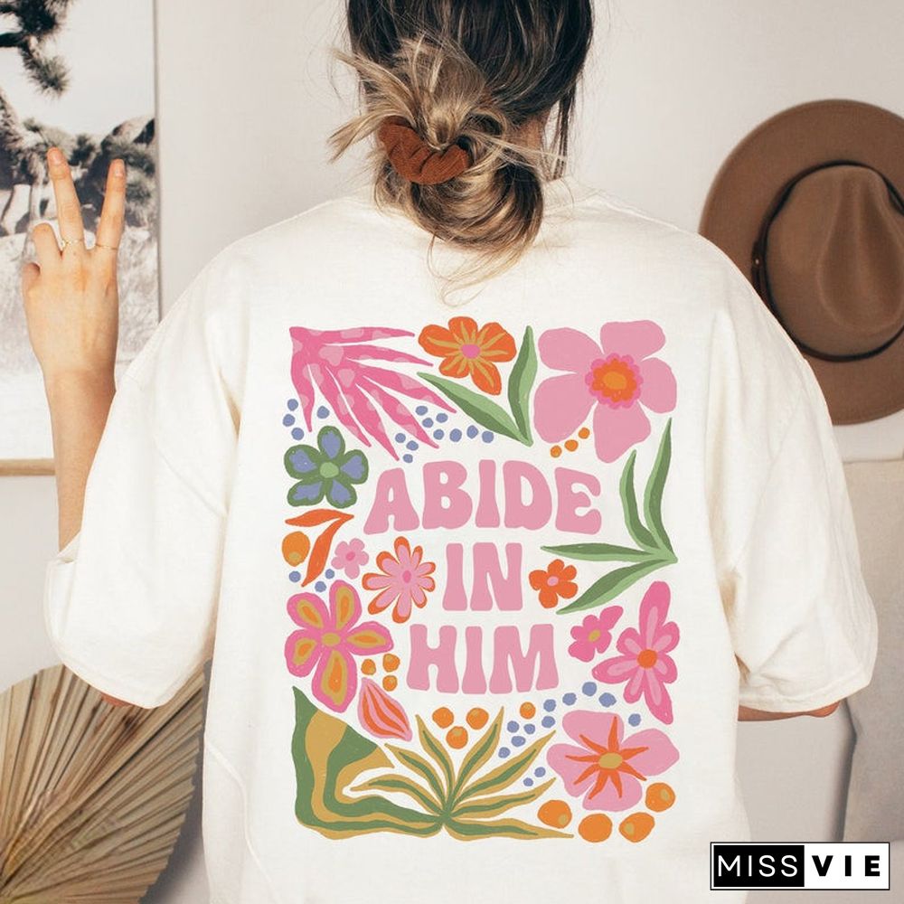 Abide in Him Floral Double-sided Print Sweatshirt