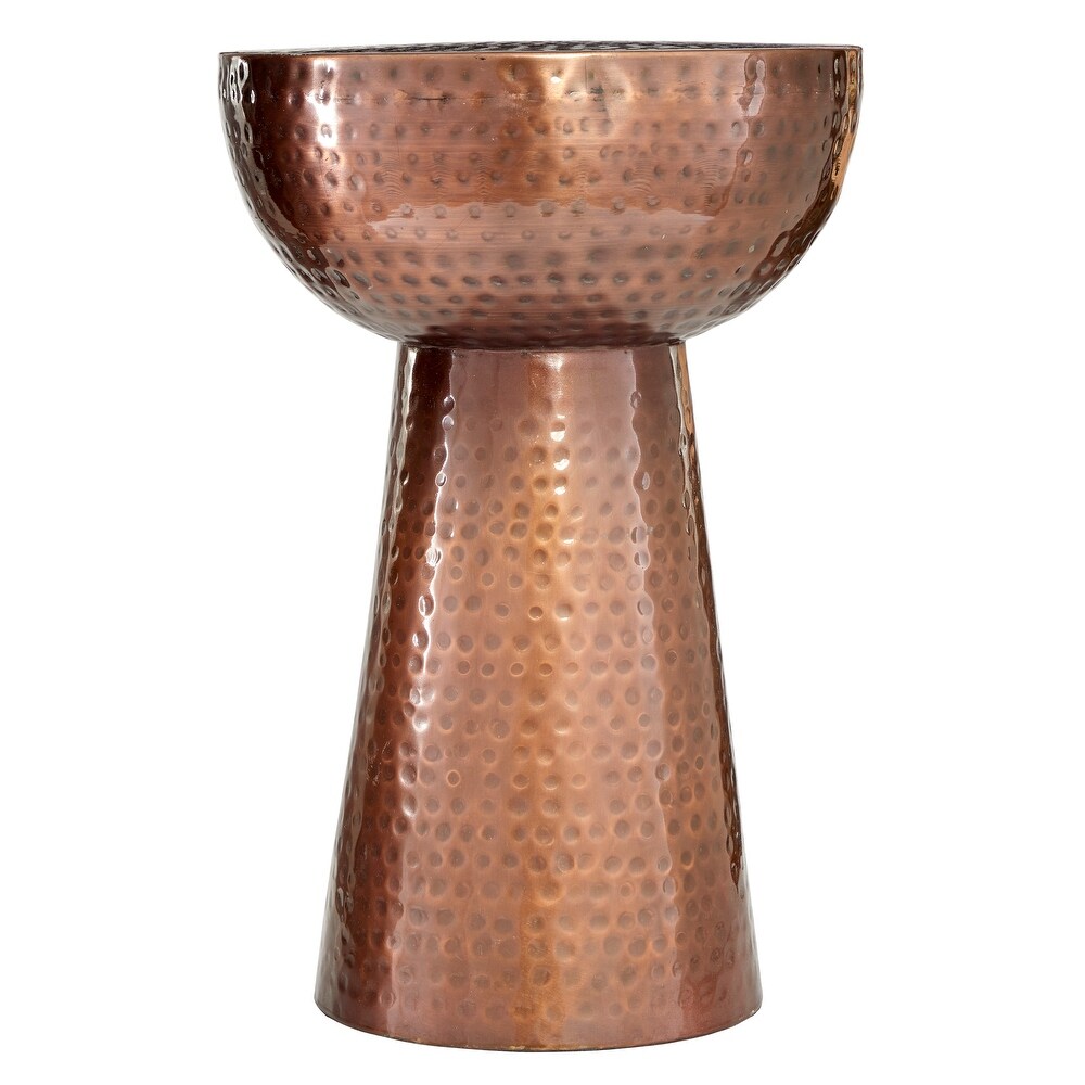 Bronze Metal Vintage Accent Table with Hammered Design