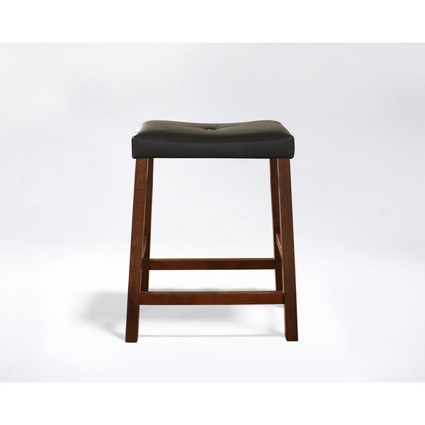 Classic Cherry 24-inch Upholstered Saddle Seat Bar Stools (Set of 2)