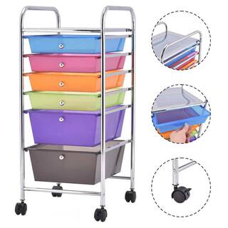 HONEY JOY 6 Drawer Scrapbook Paper Organizer Rolling Storage Cart for Office School Multicolor TOPB000937