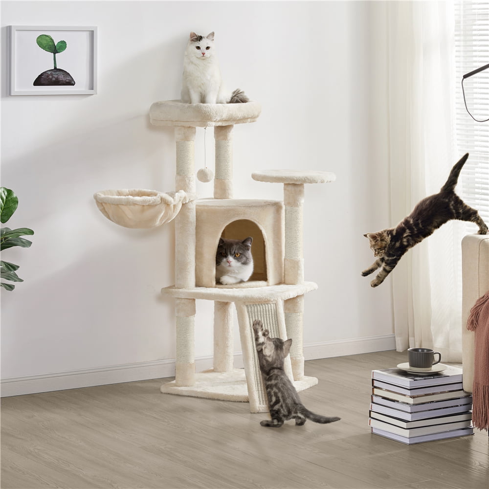 SmileMart 42"H Multilevel Cat Tree Tower with Condo and Perches, Beige