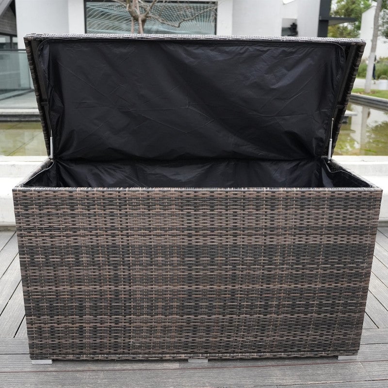 Direct Wicker All-Weather Indoor/ Outdoor Brown Wicker Storage Deck Box Iron