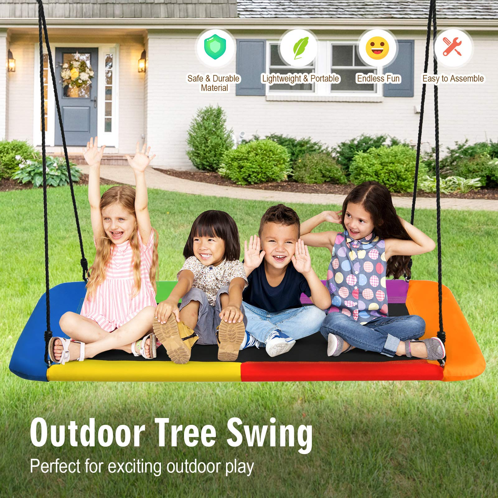 Costzon 700lb Giant 60'' Platform Saucer Tree Swing Set for Kids and Adult