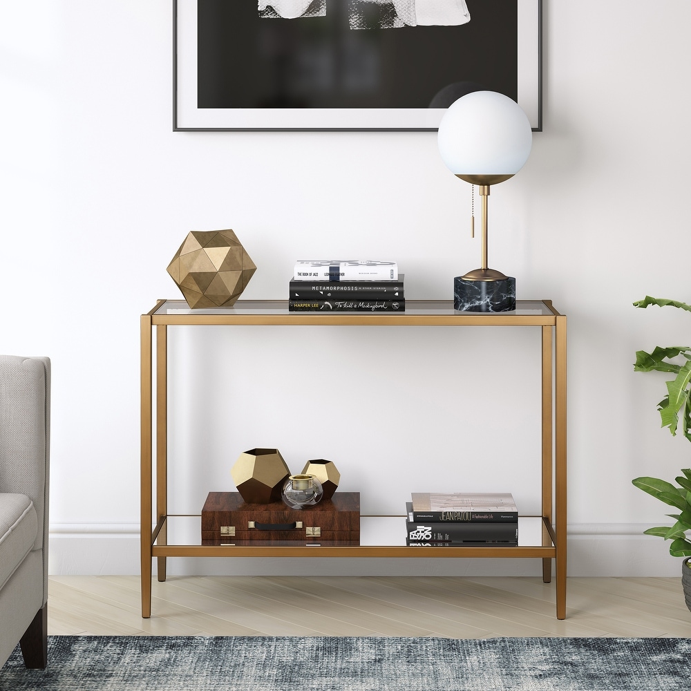 Hera Rectangular Console Table with Mirror Shelf