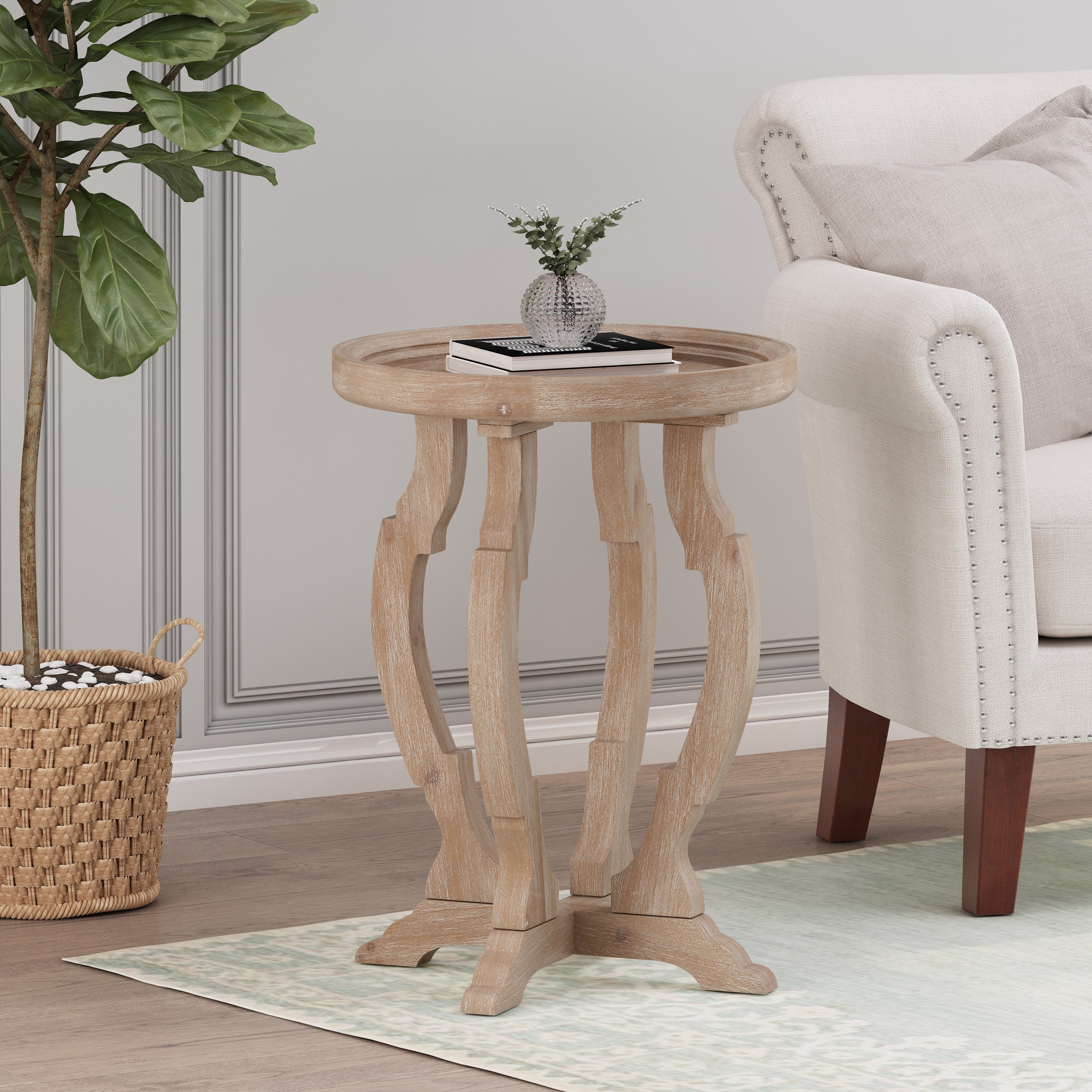 Emilya French Country Accent Table with Round Top