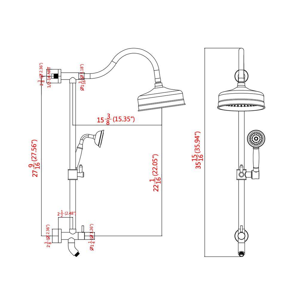 YASINU 2-Spray 8 in. Round Rain Shower Head with Hand Shower in Matte Black (Valve Not Included) YNAE107-MB