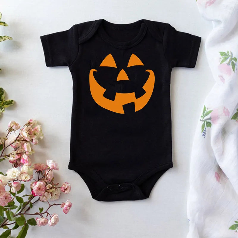 2020 Funny Halloween Newborn Baby Costume Black Short Sleeve Cotton Bodysuit Boys Baby Girl Clothing