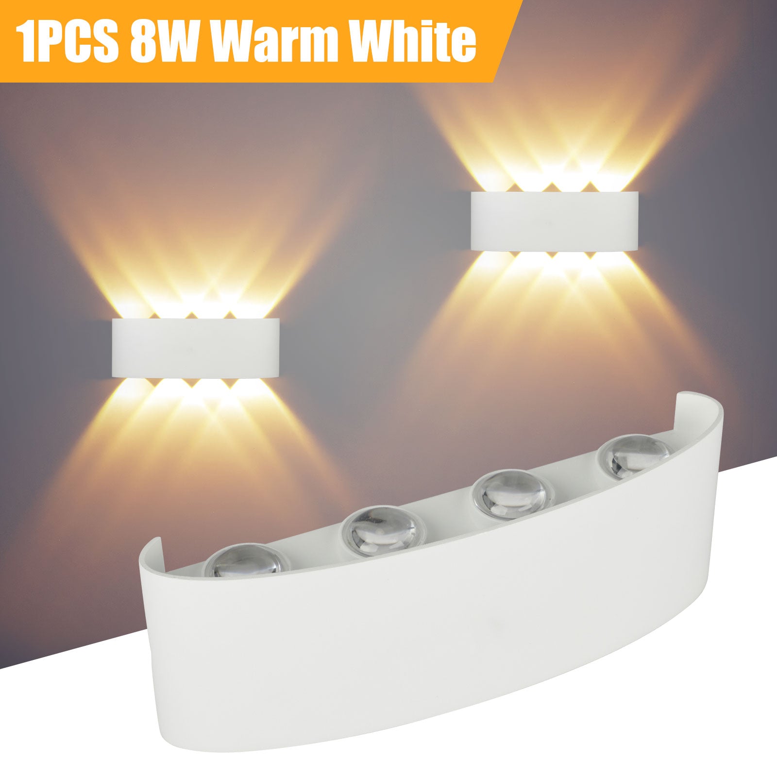 Modern Wall Sconces, EEEkit Waterproof LED Wall Sconce Light Fixture, Up Down LED Wall Lamp, 8W Night Light for Outdoor Indoor Bedroom Living Room Hallway Porch, Warm White