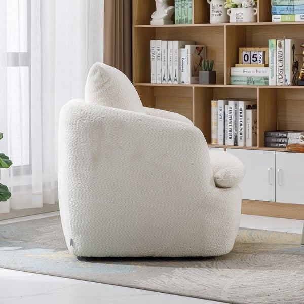 Modern Upholstered Living Room Swivel Club Chair with Pillow